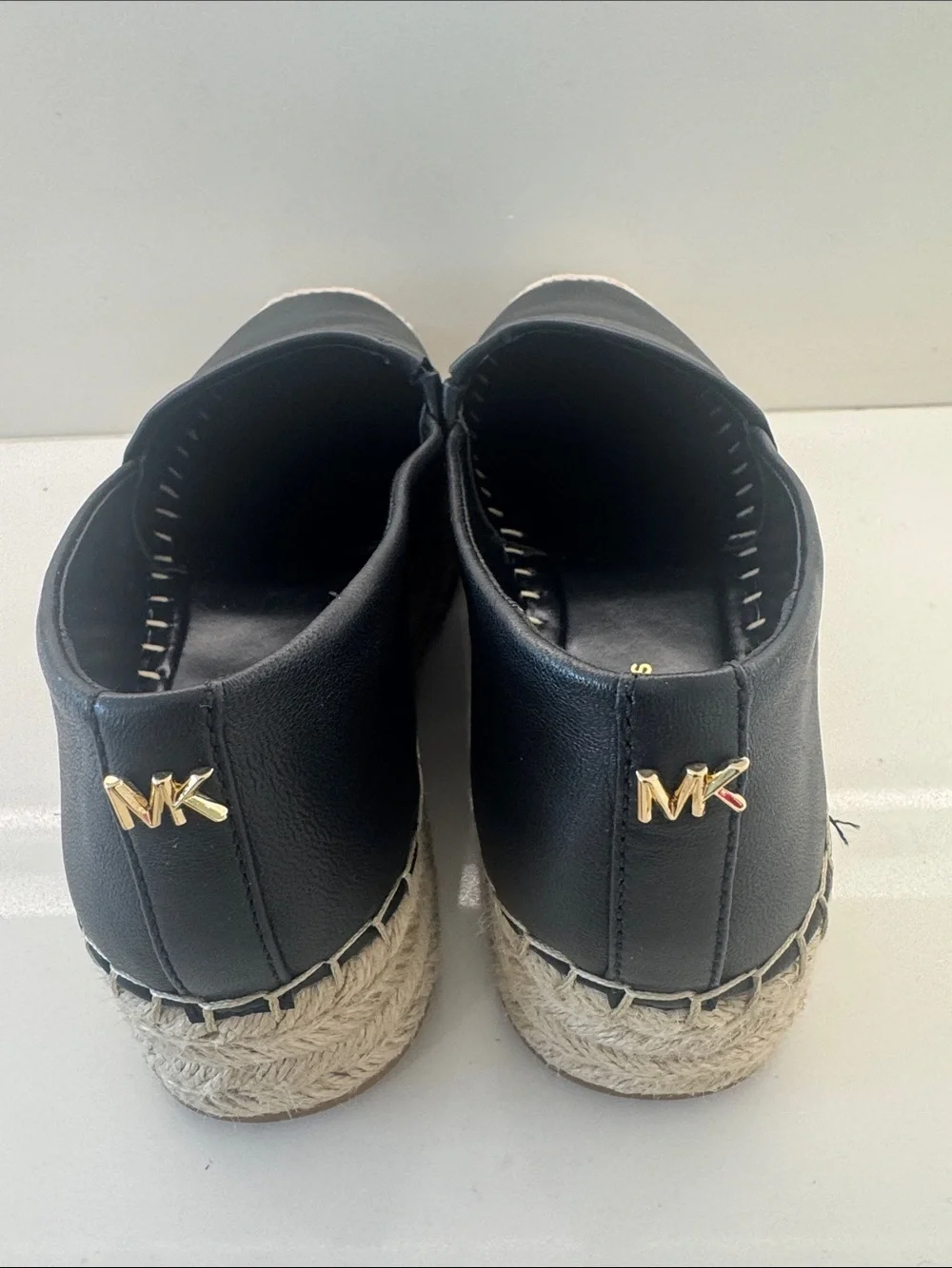 Michael Kors Black Leather Espadrille Slip-On Loafers